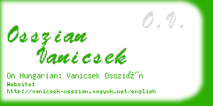 osszian vanicsek business card